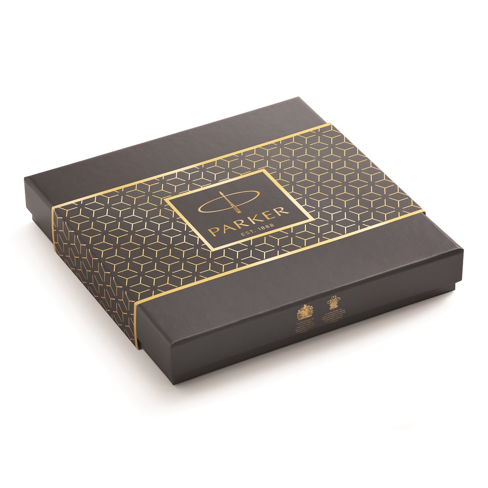 Empty-parker-gift-box-large-geometric-closed-angle Parker poklon SET Royal Urban Black GT - Nalivpero + Notes - Slika 1